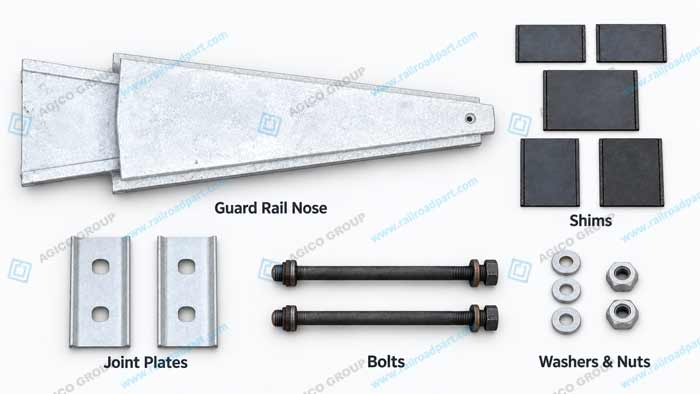 Bridge guard rail nose with Accessories