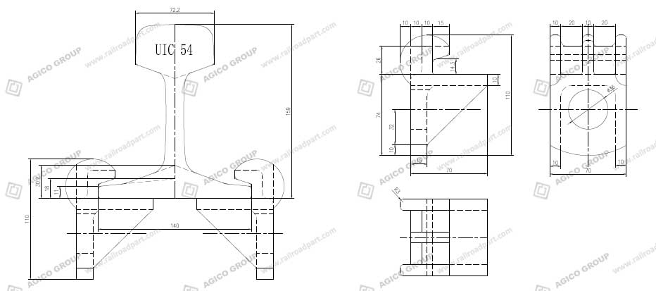 UIC 54 Rail Gauge Rod Drawing